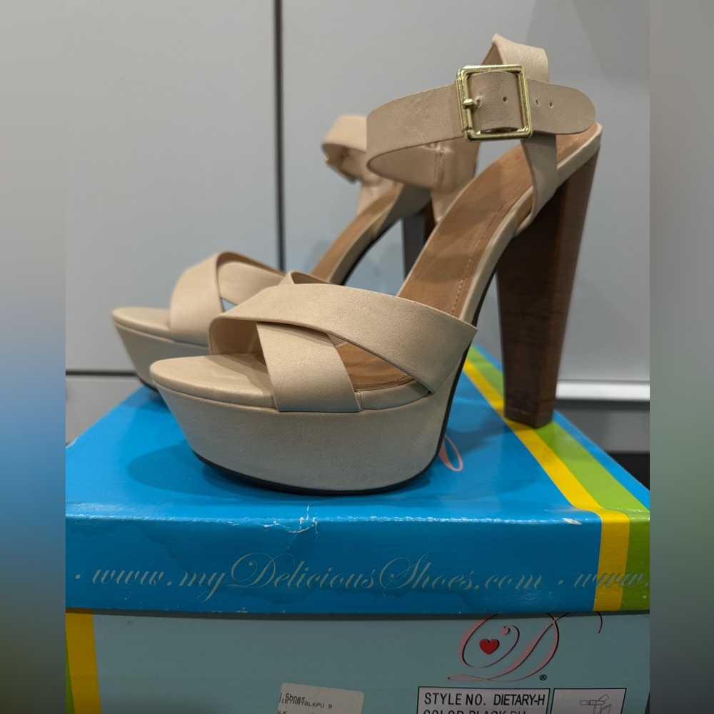 Beige Platform Heels